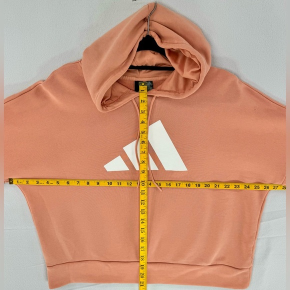 Adidas Women's Hidden Pocket Relaxed Fit Pullover Crop Hoodie Sweatshirt Sz L - Picture 9 of 10